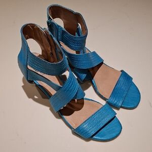 Miz Mooz Vibrant Blue Criss-cross "Dayna" Wedge Sandals (Size US 9.5; EU 40.5)